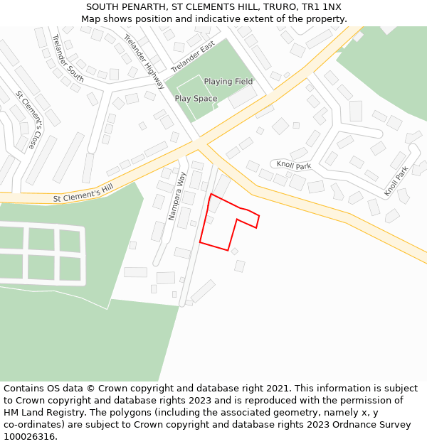 SOUTH PENARTH, ST CLEMENTS HILL, TRURO, TR1 1NX: Location map and indicative extent of plot