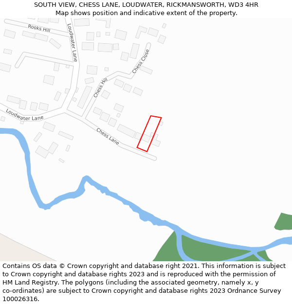 SOUTH VIEW, CHESS LANE, LOUDWATER, RICKMANSWORTH, WD3 4HR: Location map and indicative extent of plot