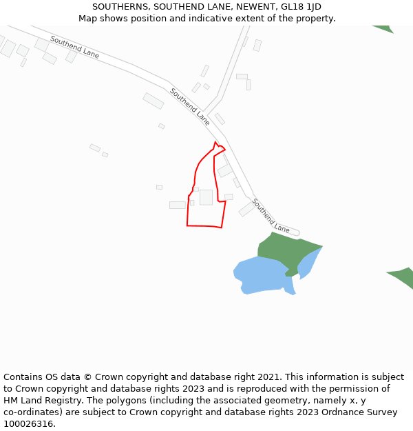 SOUTHERNS, SOUTHEND LANE, NEWENT, GL18 1JD: Location map and indicative extent of plot