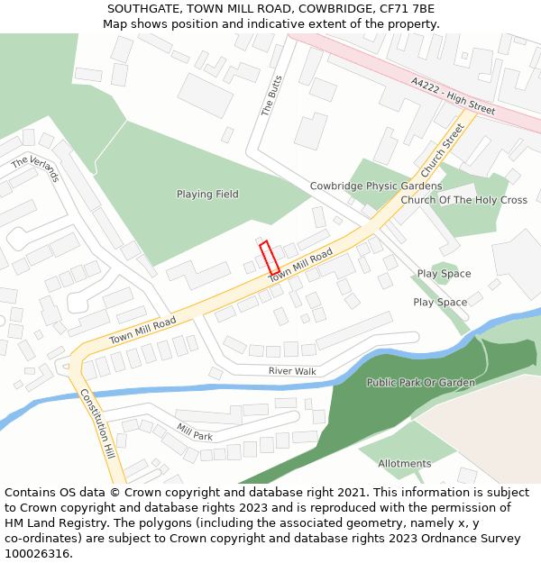 SOUTHGATE, TOWN MILL ROAD, COWBRIDGE, CF71 7BE: Location map and indicative extent of plot
