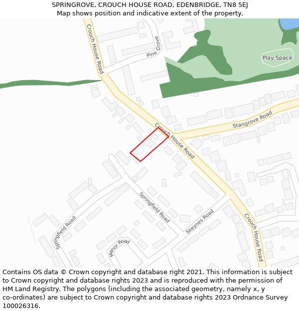 SPRINGROVE, CROUCH HOUSE ROAD, EDENBRIDGE, TN8 5EJ: Location map and indicative extent of plot