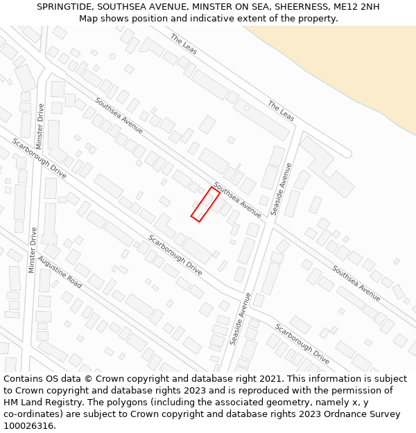 SPRINGTIDE, SOUTHSEA AVENUE, MINSTER ON SEA, SHEERNESS, ME12 2NH: Location map and indicative extent of plot