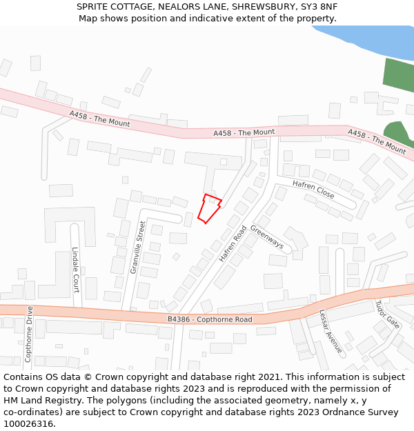 SPRITE COTTAGE, NEALORS LANE, SHREWSBURY, SY3 8NF: Location map and indicative extent of plot