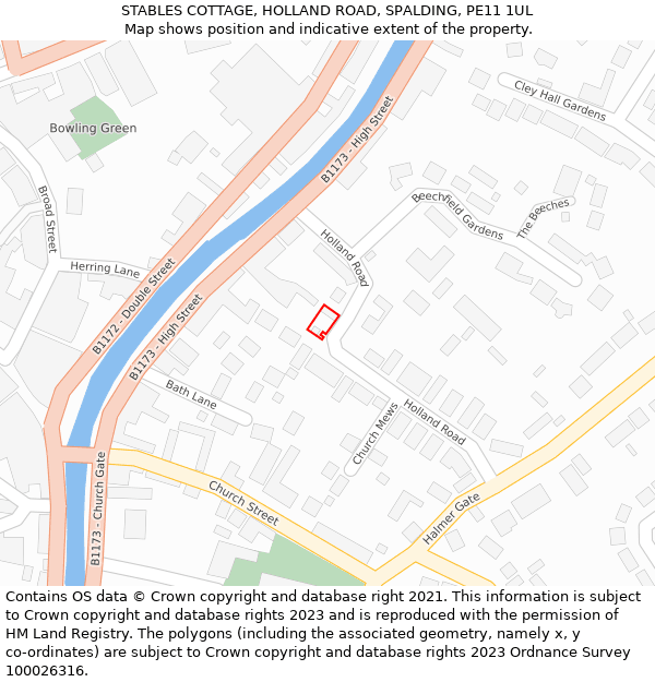 STABLES COTTAGE, HOLLAND ROAD, SPALDING, PE11 1UL: Location map and indicative extent of plot