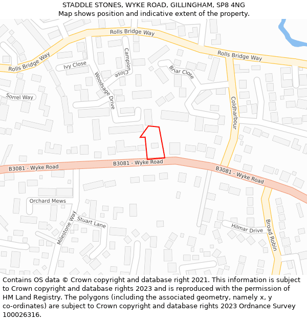 STADDLE STONES, WYKE ROAD, GILLINGHAM, SP8 4NG: Location map and indicative extent of plot