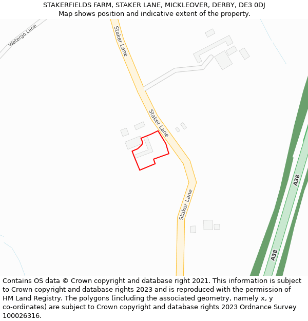 STAKERFIELDS FARM, STAKER LANE, MICKLEOVER, DERBY, DE3 0DJ: Location map and indicative extent of plot