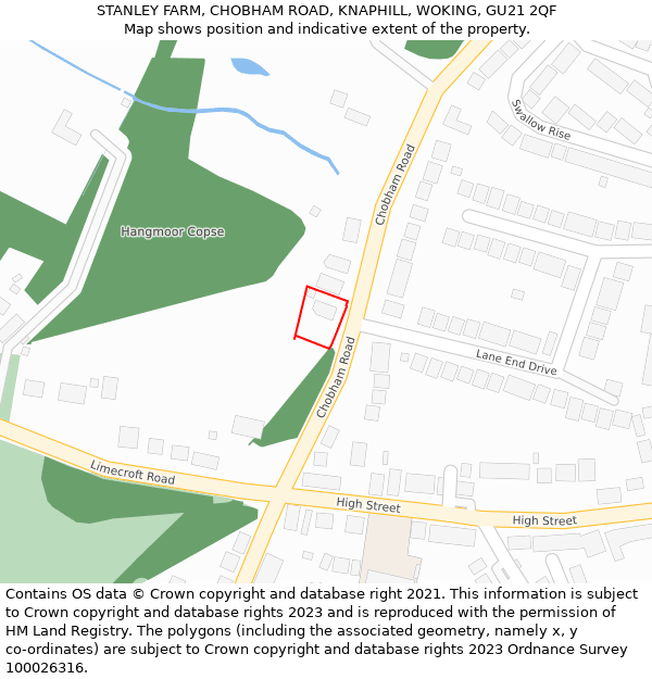 STANLEY FARM, CHOBHAM ROAD, KNAPHILL, WOKING, GU21 2QF: Location map and indicative extent of plot