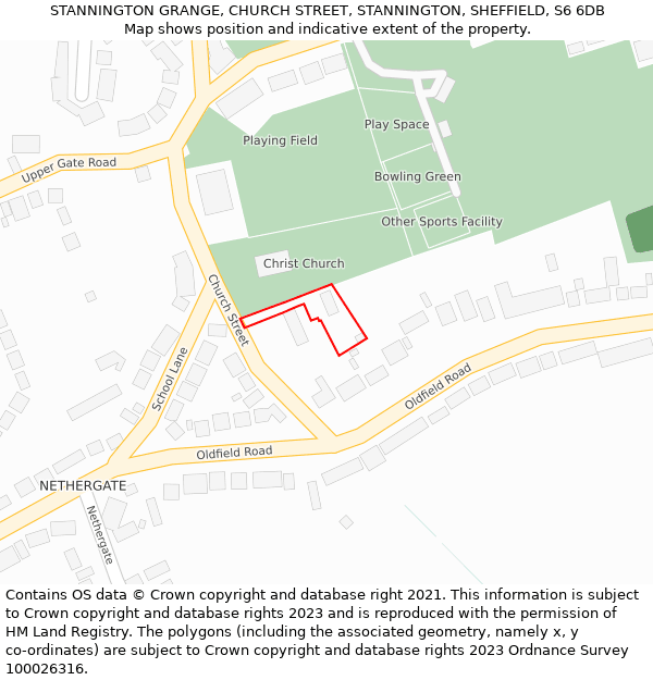 STANNINGTON GRANGE, CHURCH STREET, STANNINGTON, SHEFFIELD, S6 6DB: Location map and indicative extent of plot