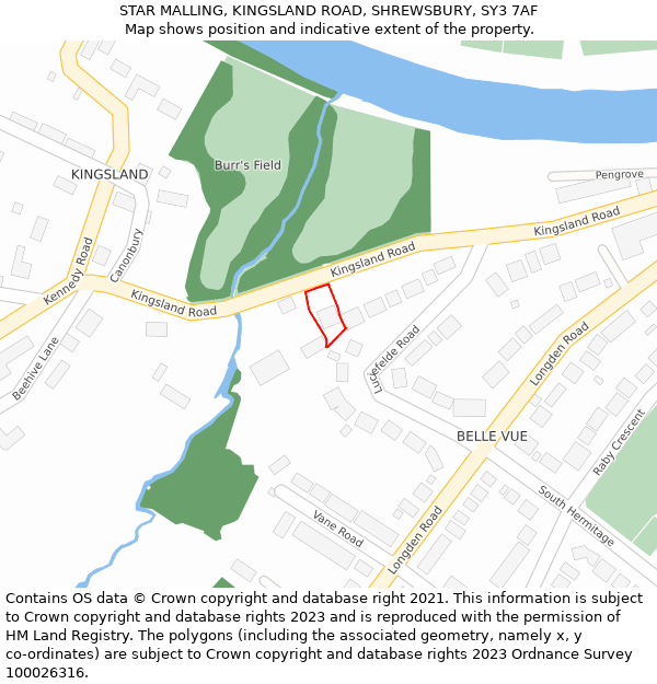 STAR MALLING, KINGSLAND ROAD, SHREWSBURY, SY3 7AF: Location map and indicative extent of plot