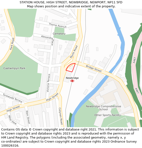 STATION HOUSE, HIGH STREET, NEWBRIDGE, NEWPORT, NP11 5FD: Location map and indicative extent of plot