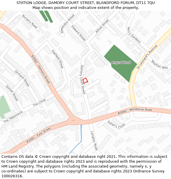 STATION LODGE, DAMORY COURT STREET, BLANDFORD FORUM, DT11 7QU: Location map and indicative extent of plot