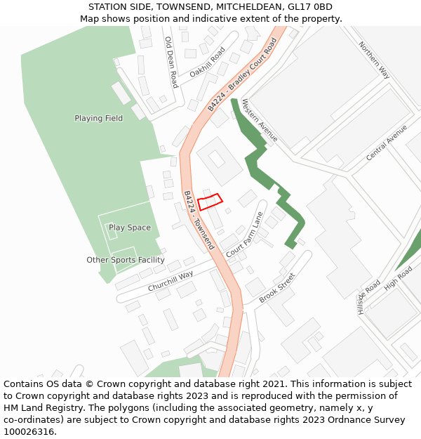 STATION SIDE, TOWNSEND, MITCHELDEAN, GL17 0BD: Location map and indicative extent of plot