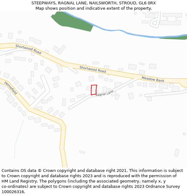 STEEPWAYS, RAGNAL LANE, NAILSWORTH, STROUD, GL6 0RX: Location map and indicative extent of plot