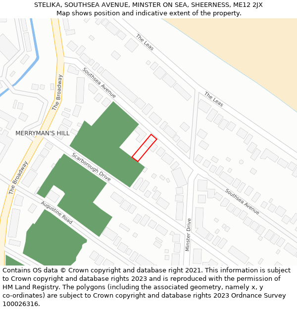 STELIKA, SOUTHSEA AVENUE, MINSTER ON SEA, SHEERNESS, ME12 2JX: Location map and indicative extent of plot