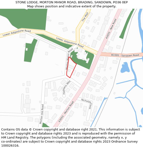 STONE LODGE, MORTON MANOR ROAD, BRADING, SANDOWN, PO36 0EP: Location map and indicative extent of plot