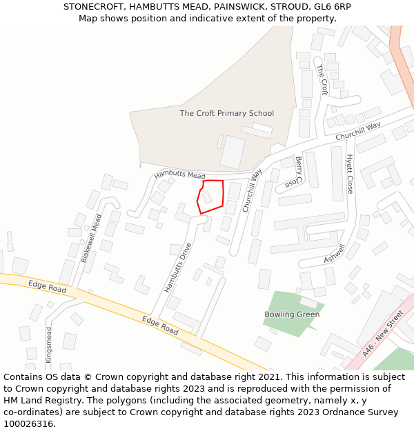 STONECROFT, HAMBUTTS MEAD, PAINSWICK, STROUD, GL6 6RP: Location map and indicative extent of plot
