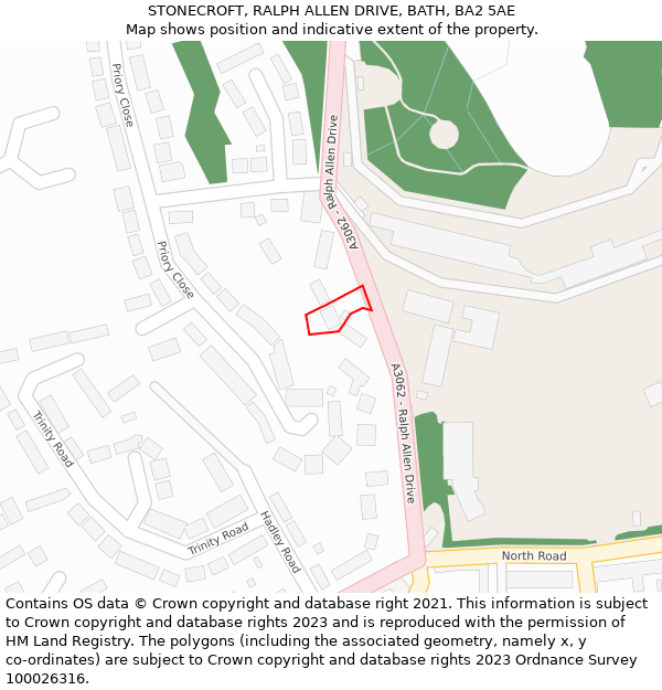 STONECROFT, RALPH ALLEN DRIVE, BATH, BA2 5AE: Location map and indicative extent of plot