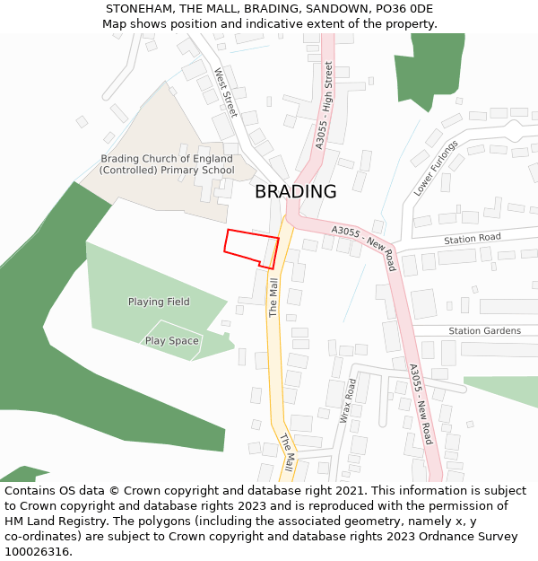 STONEHAM, THE MALL, BRADING, SANDOWN, PO36 0DE: Location map and indicative extent of plot