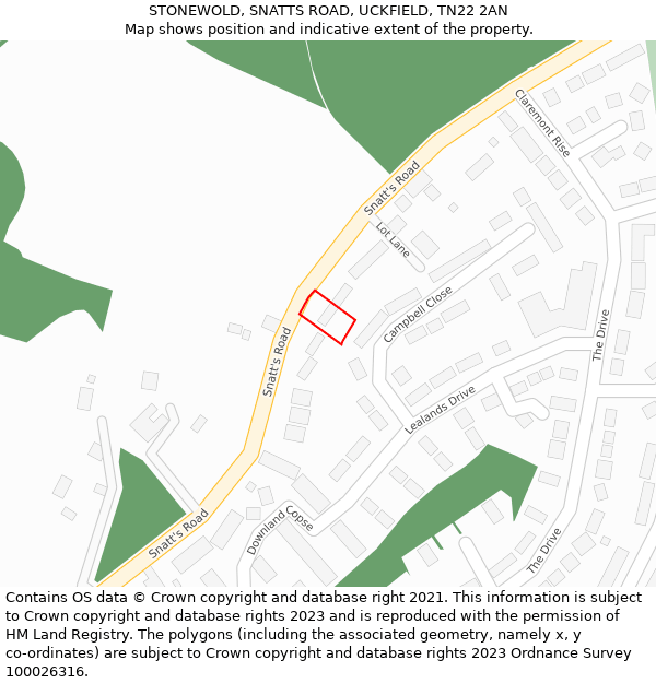 STONEWOLD, SNATTS ROAD, UCKFIELD, TN22 2AN: Location map and indicative extent of plot