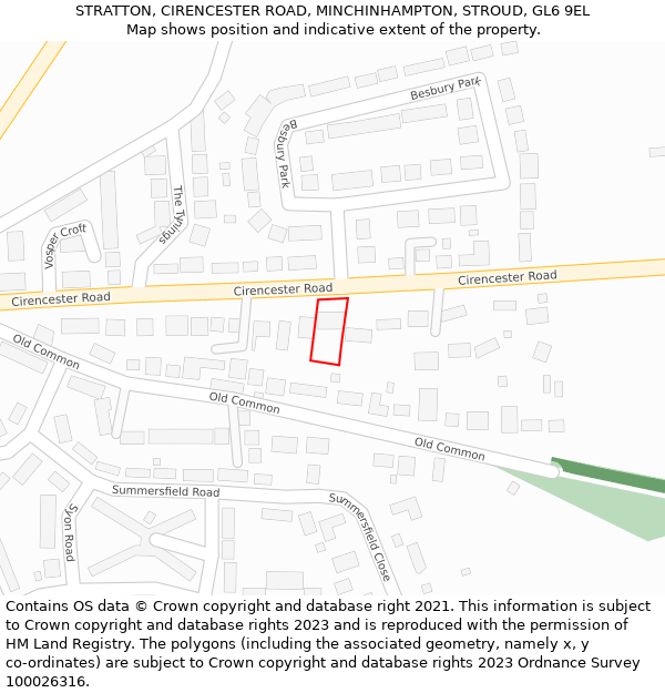 STRATTON, CIRENCESTER ROAD, MINCHINHAMPTON, STROUD, GL6 9EL: Location map and indicative extent of plot