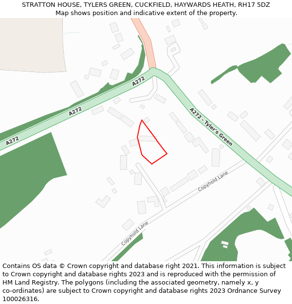 STRATTON HOUSE, TYLERS GREEN, CUCKFIELD, HAYWARDS HEATH, RH17 5DZ: Location map and indicative extent of plot