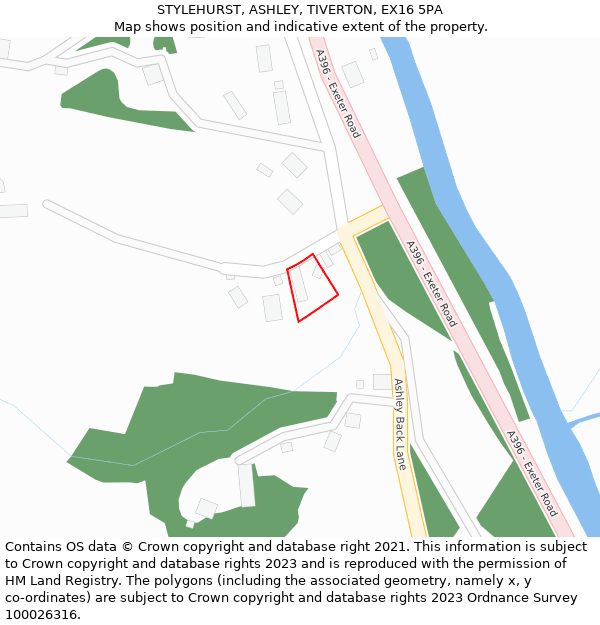 STYLEHURST, ASHLEY, TIVERTON, EX16 5PA: Location map and indicative extent of plot