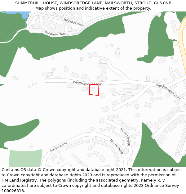 SUMMERHILL HOUSE, WINDSOREDGE LANE, NAILSWORTH, STROUD, GL6 0NP: Location map and indicative extent of plot