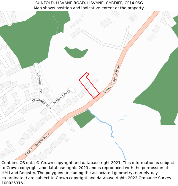 SUNFOLD, LISVANE ROAD, LISVANE, CARDIFF, CF14 0SG: Location map and indicative extent of plot