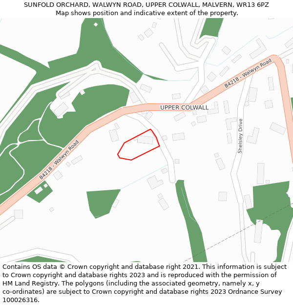 SUNFOLD ORCHARD, WALWYN ROAD, UPPER COLWALL, MALVERN, WR13 6PZ: Location map and indicative extent of plot