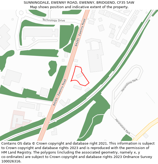 SUNNINGDALE, EWENNY ROAD, EWENNY, BRIDGEND, CF35 5AW: Location map and indicative extent of plot