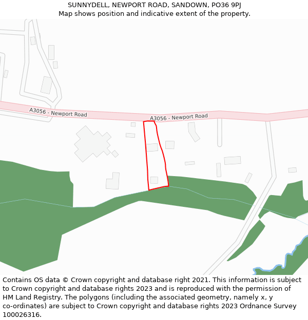 SUNNYDELL, NEWPORT ROAD, SANDOWN, PO36 9PJ: Location map and indicative extent of plot