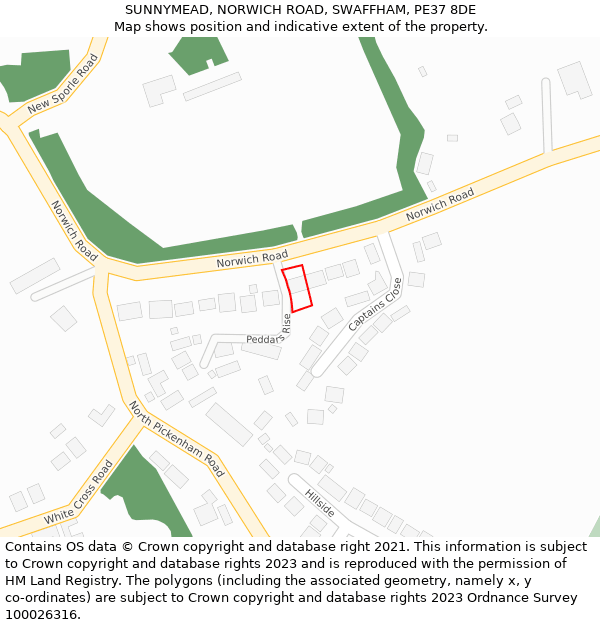 SUNNYMEAD, NORWICH ROAD, SWAFFHAM, PE37 8DE: Location map and indicative extent of plot