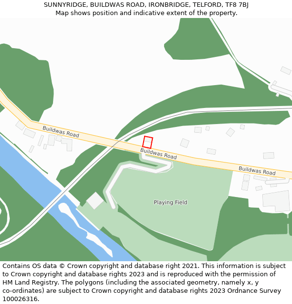 SUNNYRIDGE, BUILDWAS ROAD, IRONBRIDGE, TELFORD, TF8 7BJ: Location map and indicative extent of plot