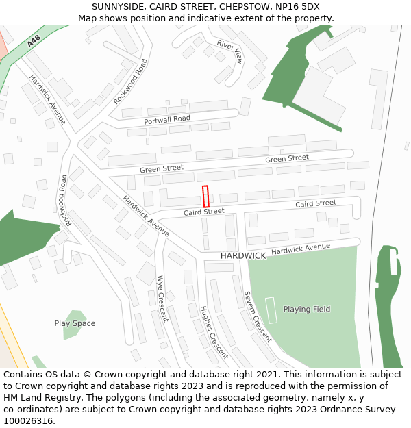 SUNNYSIDE, CAIRD STREET, CHEPSTOW, NP16 5DX: Location map and indicative extent of plot