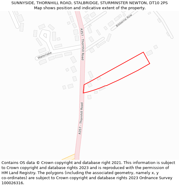 SUNNYSIDE, THORNHILL ROAD, STALBRIDGE, STURMINSTER NEWTON, DT10 2PS: Location map and indicative extent of plot