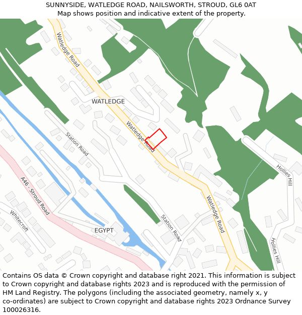 SUNNYSIDE, WATLEDGE ROAD, NAILSWORTH, STROUD, GL6 0AT: Location map and indicative extent of plot