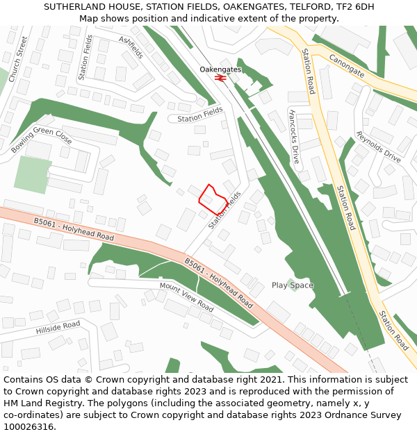 SUTHERLAND HOUSE, STATION FIELDS, OAKENGATES, TELFORD, TF2 6DH: Location map and indicative extent of plot