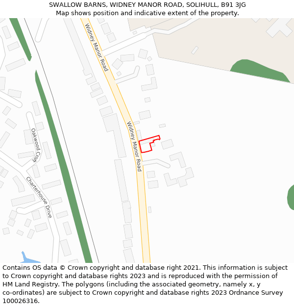 SWALLOW BARNS, WIDNEY MANOR ROAD, SOLIHULL, B91 3JG: Location map and indicative extent of plot