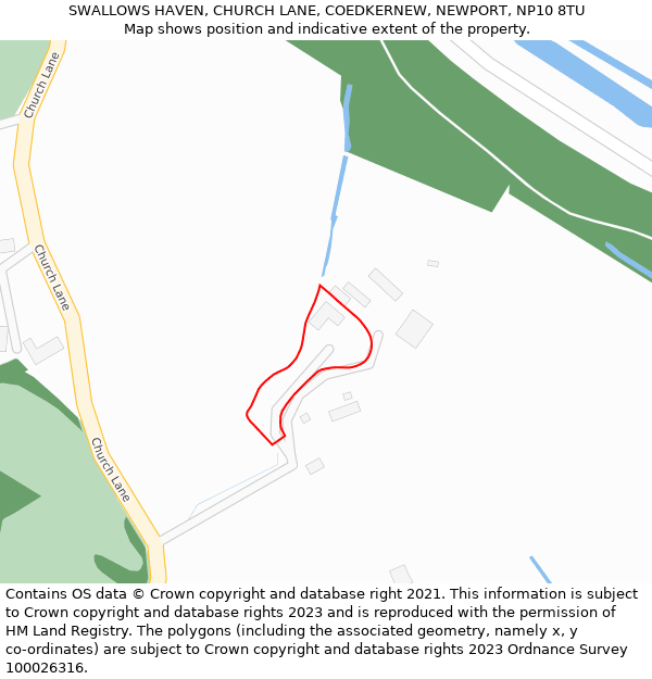 SWALLOWS HAVEN, CHURCH LANE, COEDKERNEW, NEWPORT, NP10 8TU: Location map and indicative extent of plot