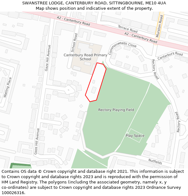 SWANSTREE LODGE, CANTERBURY ROAD, SITTINGBOURNE, ME10 4UA: Location map and indicative extent of plot