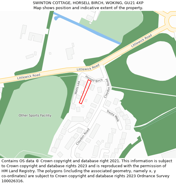 SWINTON COTTAGE, HORSELL BIRCH, WOKING, GU21 4XP: Location map and indicative extent of plot