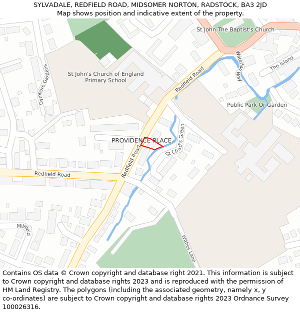 SYLVADALE, REDFIELD ROAD, MIDSOMER NORTON, RADSTOCK, BA3 2JD: Location map and indicative extent of plot