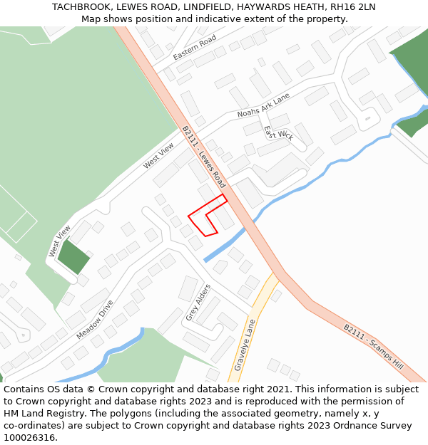 TACHBROOK, LEWES ROAD, LINDFIELD, HAYWARDS HEATH, RH16 2LN: Location map and indicative extent of plot