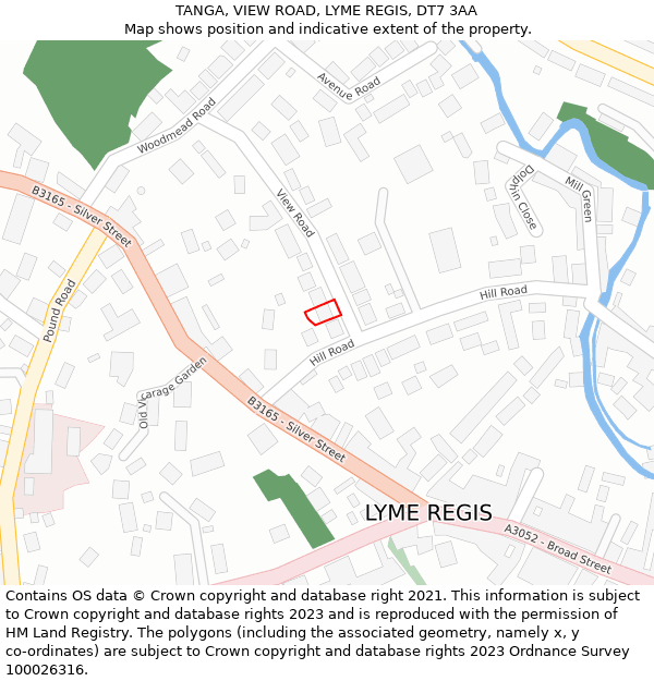 TANGA, VIEW ROAD, LYME REGIS, DT7 3AA: Location map and indicative extent of plot