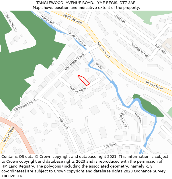 TANGLEWOOD, AVENUE ROAD, LYME REGIS, DT7 3AE: Location map and indicative extent of plot