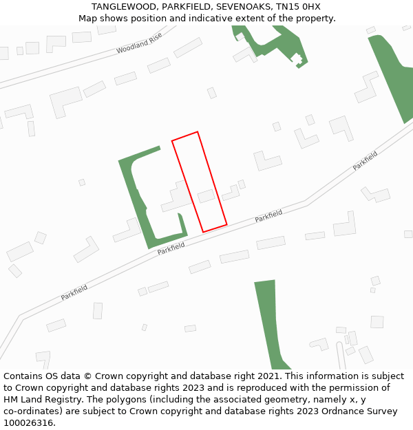 TANGLEWOOD, PARKFIELD, SEVENOAKS, TN15 0HX: Location map and indicative extent of plot