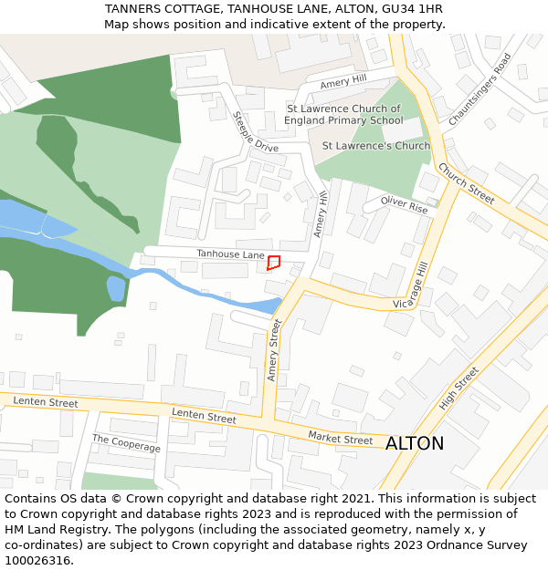 TANNERS COTTAGE, TANHOUSE LANE, ALTON, GU34 1HR: Location map and indicative extent of plot