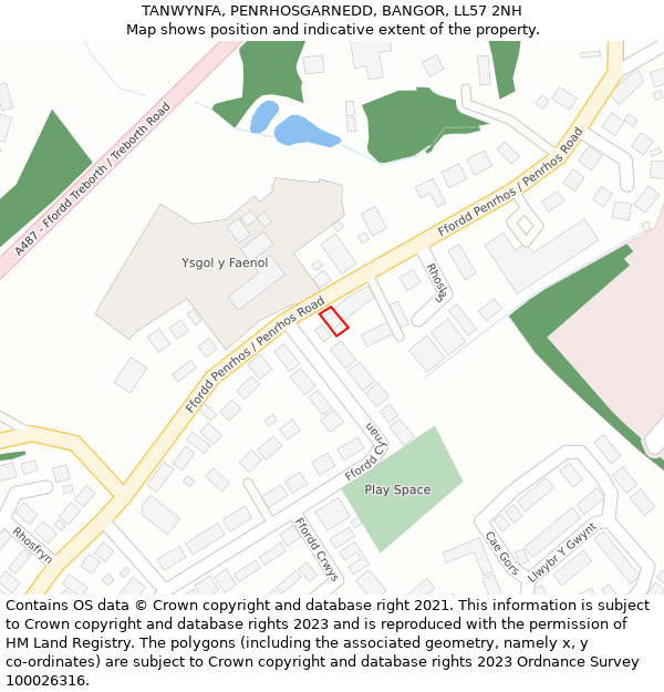 TANWYNFA, PENRHOSGARNEDD, BANGOR, LL57 2NH: Location map and indicative extent of plot