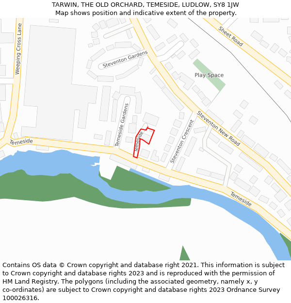 TARWIN, THE OLD ORCHARD, TEMESIDE, LUDLOW, SY8 1JW: Location map and indicative extent of plot