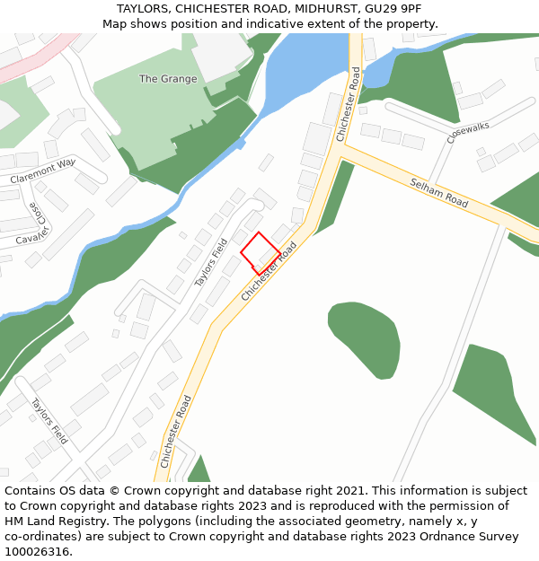 TAYLORS, CHICHESTER ROAD, MIDHURST, GU29 9PF: Location map and indicative extent of plot